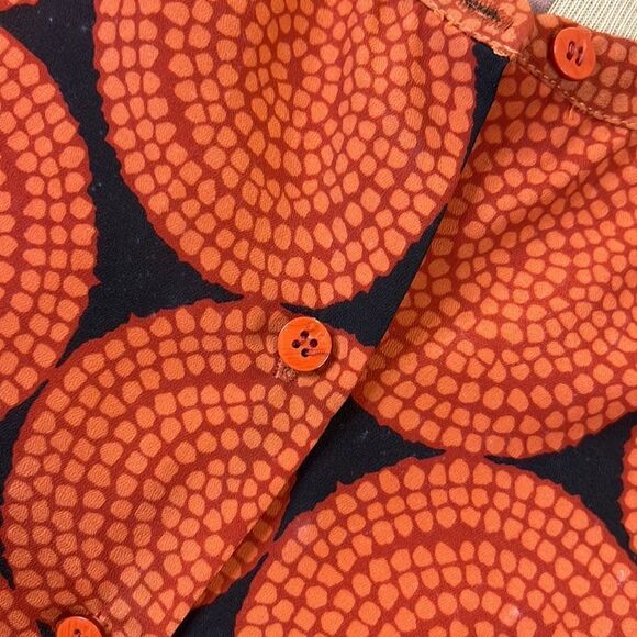 Collective Concepts Black with Orange Print Button Front Blouse - Size Large - Picture 5 of 11